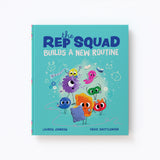 Front view of picture book The Rep Squad Build a New Routine showing character illustrations on a white background.